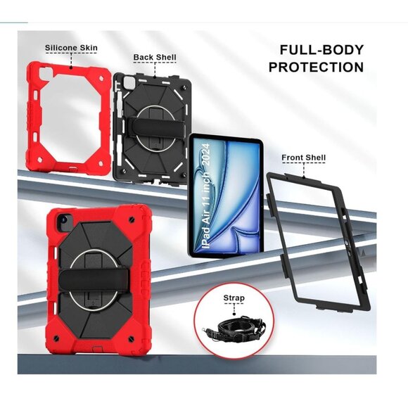 Case for iPad Air 11 inch (M2) 2024, Shockproof Protective With Hand Strap/Shoul - Picture 4 of 8